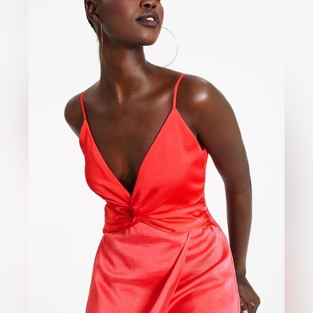 BAR III Twist-Front Two-Tone Midi Silky Dress​ - Picture 10 of 10